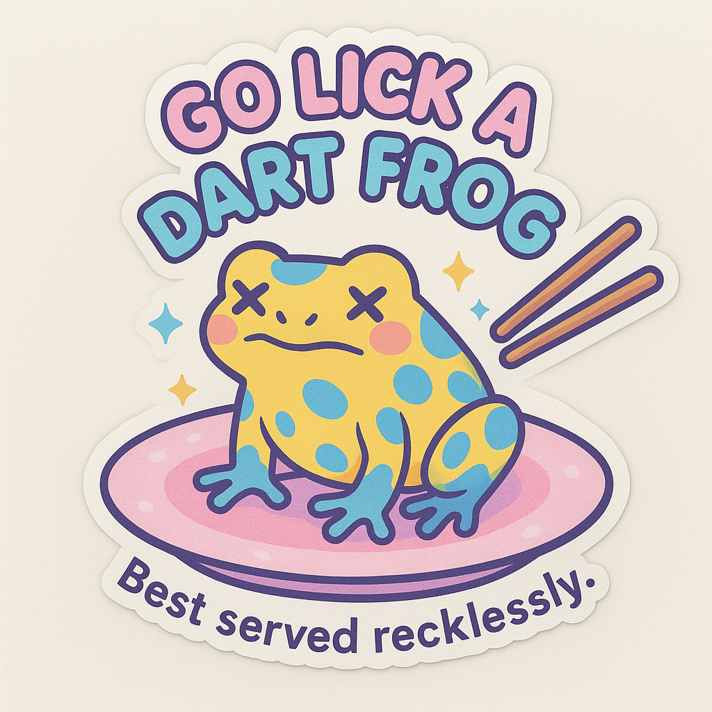Go Lick a Dart Frog – Blissfully Delusional Vinyl Sticker