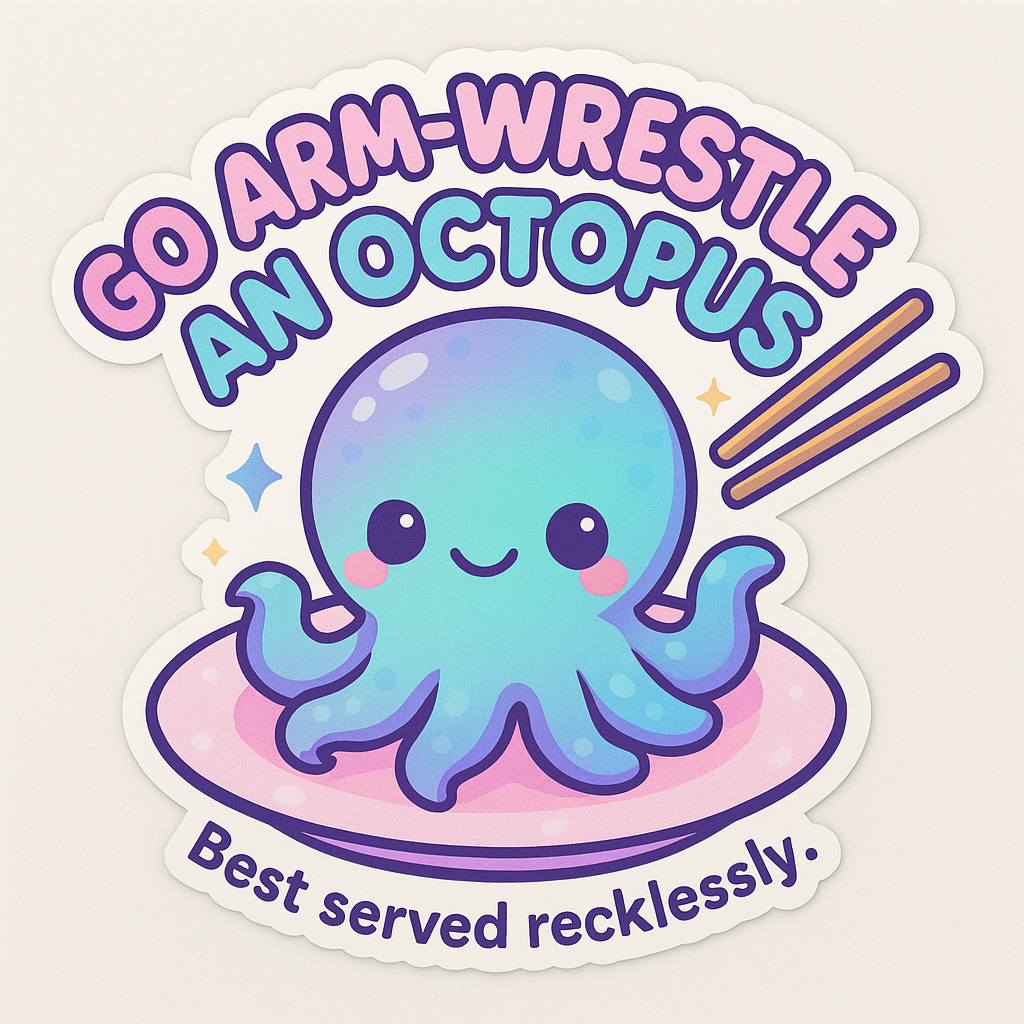 Go Wrestle an Octopus – Overwhelmed but Managing Vinyl Sticker